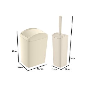 Soft Çöp Kovası Ve Wc Fırçası Latte