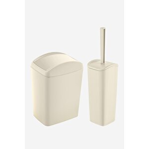 Soft Çöp Kovası Ve Wc Fırçası Latte