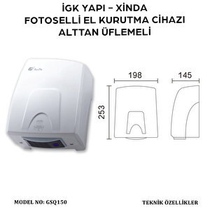 İgk Yapi – Xinda Fotoselli Alttan Üflemeli El Kurutma Makinesi (gsq150)