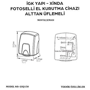 İgk Yapi – Xinda Fotoselli Alttan Üflemeli El Kurutma Makinesi (gsq150)
