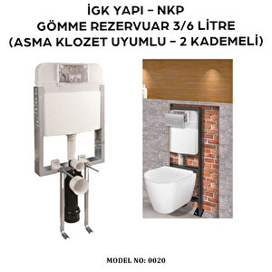 İgk Yapi – Nkp 0020 Gömme Rezervuar 3/6 Litre (asma Klozet Uyumlu - 2 Kademeli)