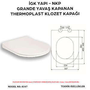 İgk Yapi - Nkp 0347 Grande Yavaş Kapanan Thermoplast Klozet Kapağı