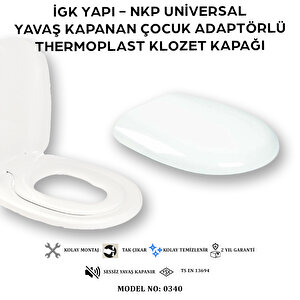 İgk Yapi - Nkp 0340 Uni̇versal Yavaş Kapanan Thermoplast Klozet Kapağı (çocuk Adaptörlü)