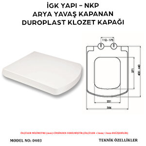 İgk Yapi - Nkp 0403 Arya Yavaş Kapanan Duroplast Klozet Kapağı