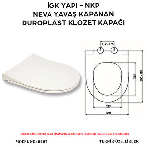 İgk Yapi - Nkp 0407 Neva Yavaş Kapanan Duroplast Klozet Kapağı