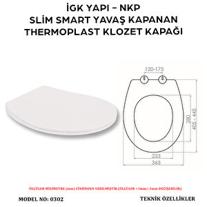 İgk Yapi - Nkp 0302 Sli̇m Smart Yavaş Kapanan Thermoplast Klozet Kapağı