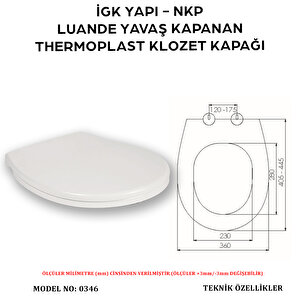 İgk Yapi - Nkp 0346 Luande Yavaş Kapanan Thermoplast Klozet Kapağı