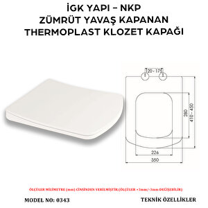 İgk Yapi - Nkp 0343 Zümrüt Yavaş Kapanan Thermoplast Klozet Kapağı