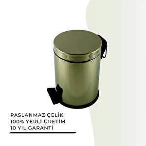 İgk Yapi - Çeli̇k Banyo Pedalli Çöp Kovasi 12lt Gold 430 (70-014.1)