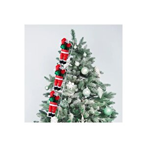 96 Cm 3lü Merdi̇vene Tirmanan Noel Baba Yilbaşi Çam Ağaci Süsleri̇ Yilbaşi Süsü Vi̇tri̇n Noel Süsleri̇