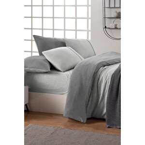 Sarev Medulas Açık Gri %50 Pamuk %50 Modal Çift Kişilik 160*200 Cm Fitted Çarşaf