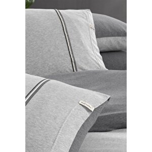 Sarev Medulas Açık Gri %50 Pamuk %50 Modal Çift Kişilik 160*200 Cm Fitted Çarşaf