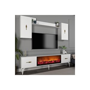 Sinta 180 Cm Şömineli (b) Tv Ünitesi Takımı Beyaz-beyaz