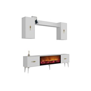 Sinta 180 Cm Şömineli (b) Tv Ünitesi Takımı Beyaz-beyaz