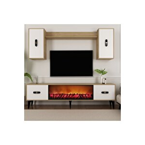 Flydh 180 Cm Şömi̇neli̇ (b) Tv Üni̇tesi̇ Takimi Safi̇rmeşe Beyaz