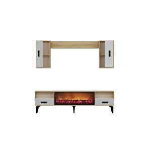Flydh 180 Cm Şömi̇neli̇ (b) Tv Üni̇tesi̇ Takimi Safi̇rmeşe Beyaz