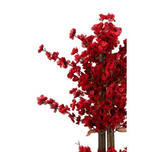 Beyaz Renkli̇ Saksida Sonbahar Renkli̇ 100 Cm Yapay Japon Bahardali Ağaci Bordo