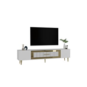 Dekolp3dh Tv Sehpasi Beyaz Altin