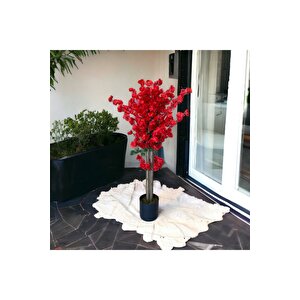 Beyaz Renkli̇ Saksida Sonbahar Renkli̇ 100 Cm Yapay Japon Bahardali Ağaci