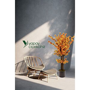 Beyaz Renkli̇ Saksida Sonbahar Renkli̇ 100 Cm Yapay Japon Bahardali Ağaci