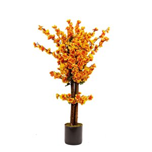 Beyaz Renkli̇ Saksida Sonbahar Renkli̇ 100 Cm Yapay Japon Bahardali Ağaci