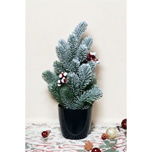 Kokinalı Kar Desenli Yılbaşı Çam Ağacı 36 Cm Siyah