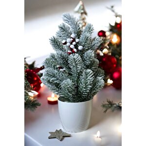 Kokinalı Kar Desenli Yılbaşı Çam Ağacı 36 Cm