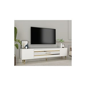 Dekolp2dh Tv Sehpasi Beyaz Altin