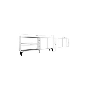 Flydh (kx) 180 Cm Konsol Antrasi̇t Beyaz