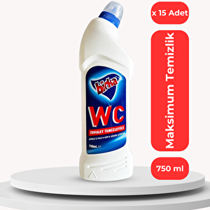 Wc Tuvalet Ve Pisuvar Temizleyici 15 Adet X 750 Ml - Güçlü Pas Ve Kireç Çözücü, Tuvalet Hijyeninde Üstün Performans