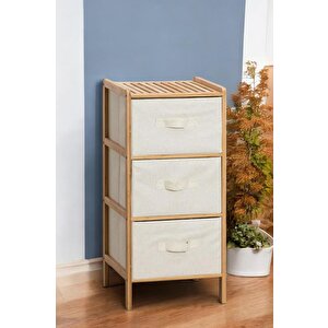 Bambu 3 Çekmeceli Dolap Çok Amaçlı Organizer Düzenleyici Şifonyer - B9195