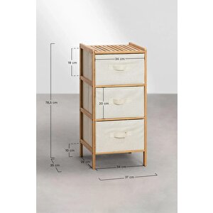 Digithome Bambu 3 Çekmeceli Dolap Çok Amaçlı Organizer Düzenleyici Şifonyer - B9195