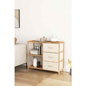 Bambu 2 Raflı 3 Çekmeceli Dolap Çok Amaçlı Düzenleyici Organizer Şifonyer - B9197