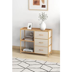 Bambu 2 Raflı 3 Çekmeceli Dolap Çok Amaçlı Düzenleyici Organizer Şifonyer - B9197