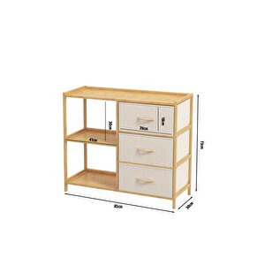 Digithome Bambu 2 Raflı 3 Çekmeceli Dolap Çok Amaçlı Düzenleyici Organizer Şifonyer - B9197