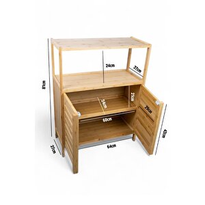 Digithome Bambu Çift Kapaklı 2 Raflı Çok Amaçlı  Düzenleyici Organizer Yatay Dolap Jw-26720