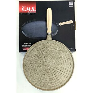 OMS Granit 34cm Çift Taraflı Döküm Grill Gözleme Tava -kumbeji