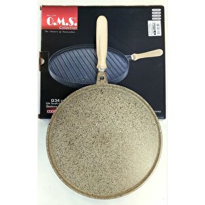 OMS Granit 34cm Çift Taraflı Döküm Grill Gözleme Tava -kumbeji