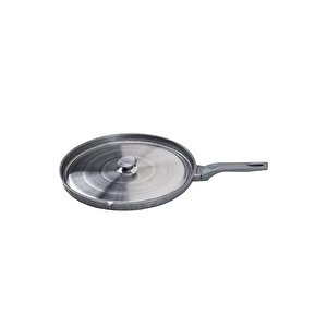 3291 Metal Kapaklı 36 Cm Balık Gözleme Bazlama Tavası Gri