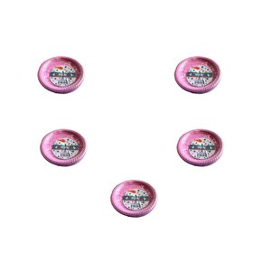 Kullan At Renkli Pembe Parti Davet Plastik Tabak - 17 Cm. - 25 Adetlik 5 Paket