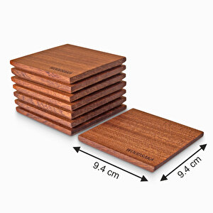 8'li Bardak Altlığı - Sapele Ağacından - 94mm X 94mm X 9mm - Woodsaka