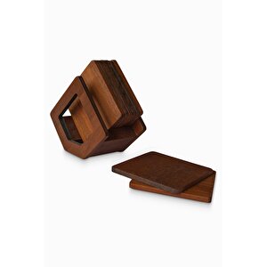 Üçgen Bardak Altlığı Seti - Sapele- 8'li