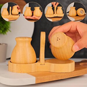 Bambu Dayanıklı 2’li Minik Tombul Tuzluk Biberlik 7b08