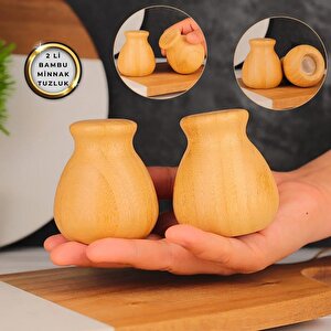 Bambu Dayanıklı 2’li Minik Tombul Tuzluk Biberlik 7b08