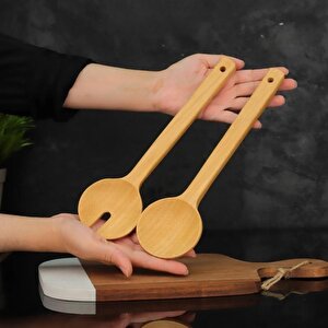 Dayanıklı Bambu 2’li Salata Kaşığı 7b41