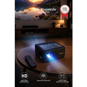 Neopix Projeksiyon Cihazı Taşınabilir Ev Sineması Wifi Bluetooth Lcd Led Projektör Neopix 110 Siyah