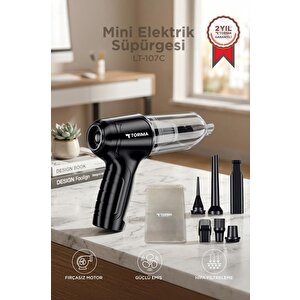 Mini Şarjlı Araç Süpürgesi Çok Fonksiyonlu Üflemeli El Süpürgesi Lt107c Siyah