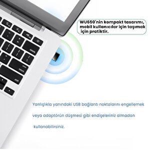 Wu650 5ghz 433mbps, 2.4ghz 200mbps Wi-fi Mini Usb Adaptör(ac1200 Serisi)
