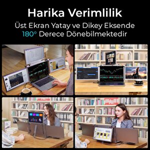Npo Npm680 14" Fhd 1080p Ips Type-c Taşınabilir Dizüstü 3'lü Monitör Çoklayıcı Notebook Monitör