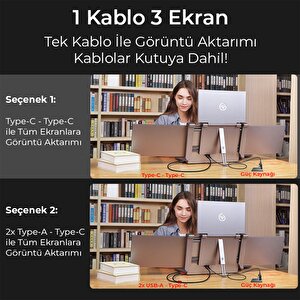 Npo Npm680 14" Fhd 1080p Ips Type-c Taşınabilir Dizüstü 3'lü Monitör Çoklayıcı Notebook Monitör